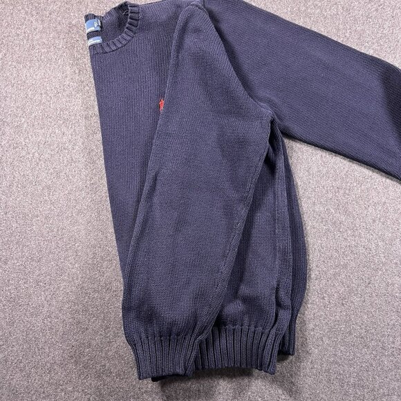 VTG Polo By Ralph Lauren Sweater Mens XL Navy Red Pony Crew Neck 100% Cotton - Picture 14 of 16